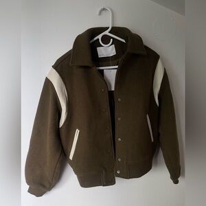 Oak + Fort Varisty Wool Bomber Jacket